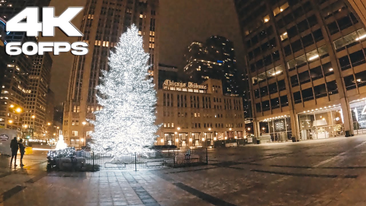 A Nighttime Walk In Downtown Chicago [GoPro Hero 10, 4K, 60 FPS]