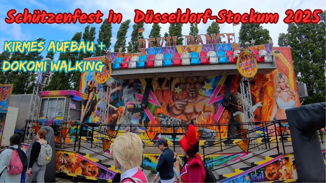 Schützenfest in Düsseldorf-Stockum 2025 🎠 Kirmes Aufbau+Dokomi 2025 Walking 🏮