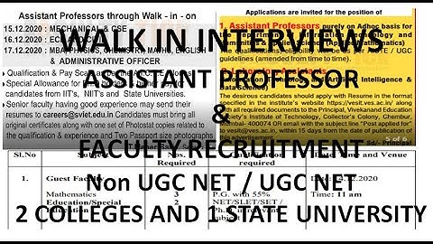 Assistant Professor and Faculty Vacancies in 2 Colleges and 1 State University | Non UGC NET