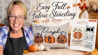 Hello Pumpkin Pillow 🎃 | Easy Fall Fabric Stenciling Tutorial
