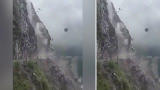 A landslide descended in india from mountain the ramban district.
eyewitnesses posted video scene on social media. --- online: full
material ...