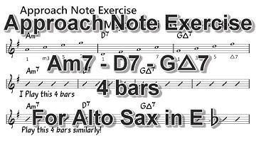 Approach Note Exercise [Am7 - D7 - Gmaj7] for Alto Sax