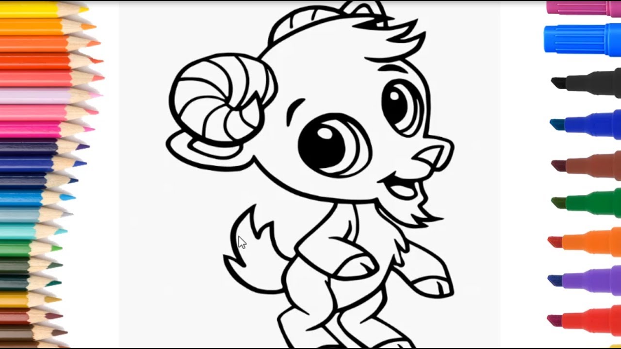 How to draw colorful Goat for kids | Coloring Pages for ...