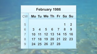 February 1986 Calendar