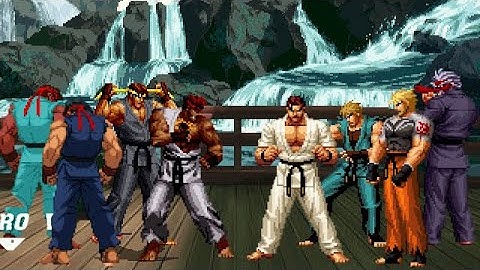 [KOF Mugen] Memorial- SF vs KOF | Ryu vs Ryo & Takuma Team [ 4vs4 ]