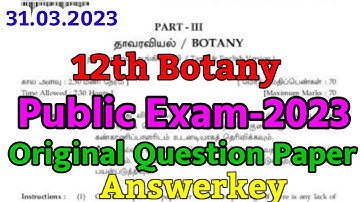 12th Pure Botany Public Exam 2023 Answerkey - 12th std Botany Answerkey 2023 public exam Answers