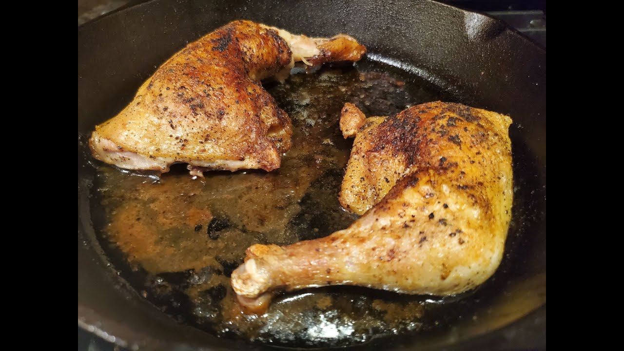 Cast Iron Porn Baked Chicken Quarters in the Lodge Skillet YouTube