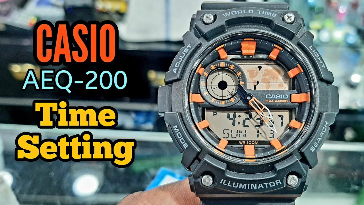 Casio Digital Watch AEQ-200 Time Setting Instructions | SolimBD | Watch  Repair Channel - YouTube