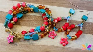 Fun In The Sun Bracelet and Earrings with Bead Box Bargains Tropical Heat!