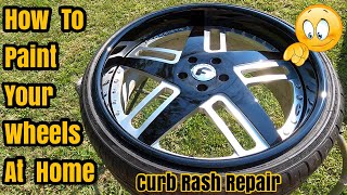 How To Paint Your Car Wheels Gloss Black / Curb Rash Repair On Your Rims / Chrome Brushed Forgiatos