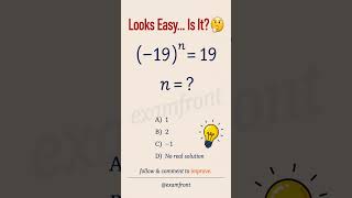 Find n in (−19)ⁿ = 19 | Exponents, Powers Question #maths #mathematics #learning #study #education