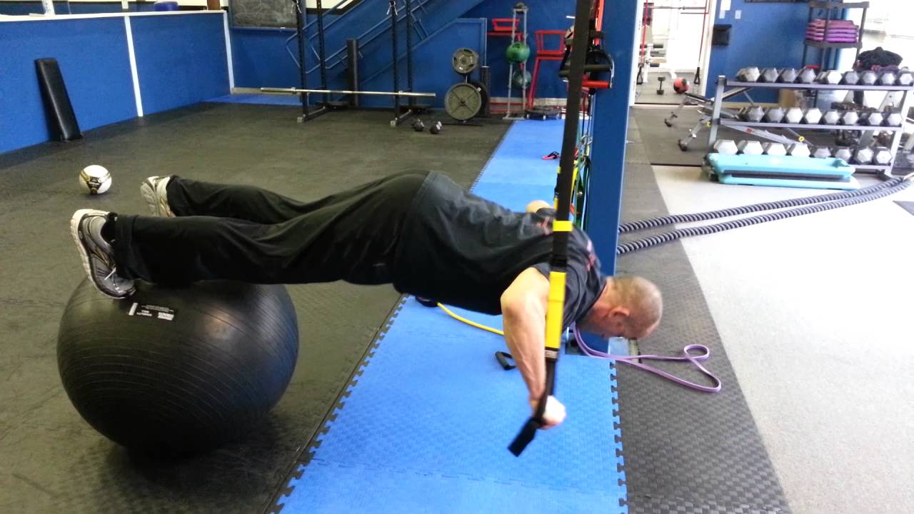 Suspension Push Ups Feet on Stability Ball YouTube