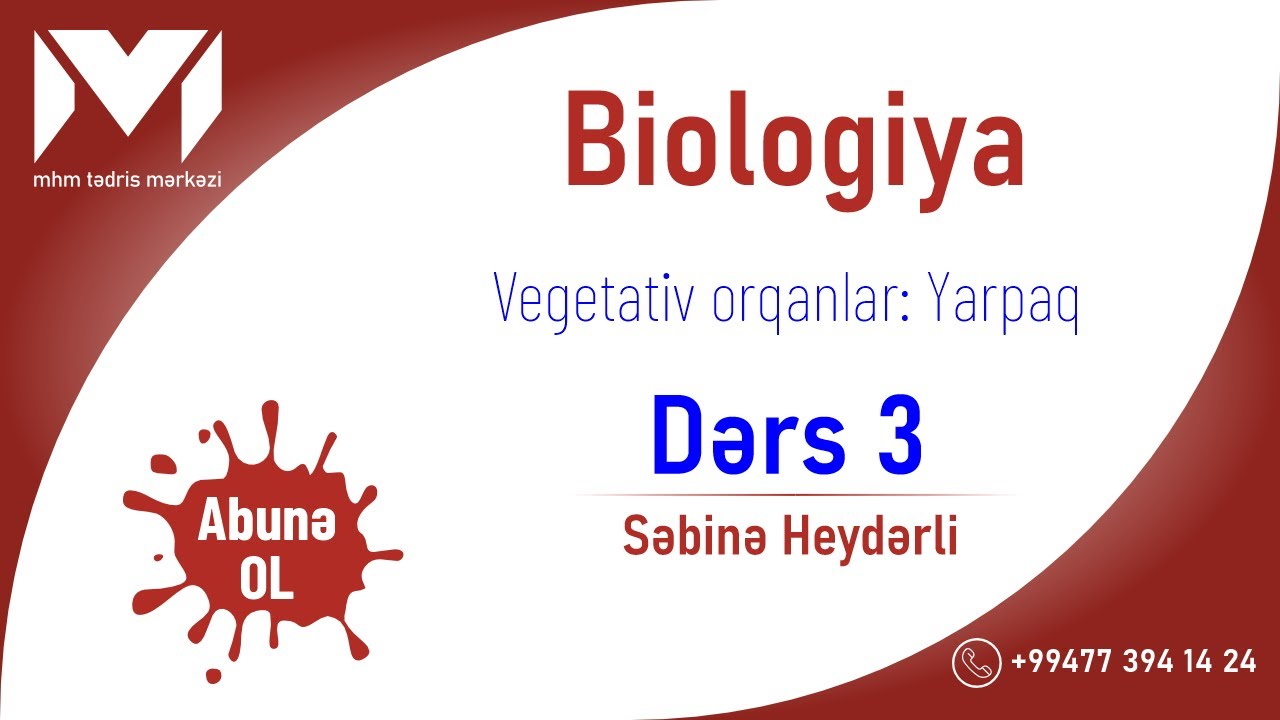 Biologiya / Vegetativ orqanlar: Yarpaq / Dərs 3