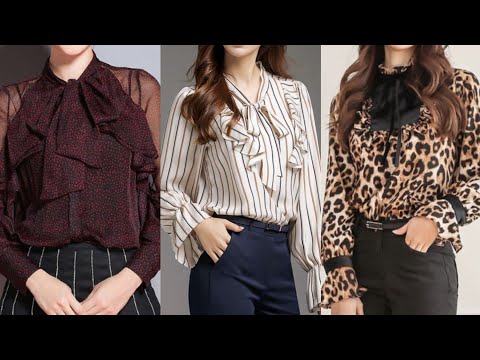most demonding and highly running ruffle Bell sleeve ruffle tie neck chiffon women blouse/shirts/top