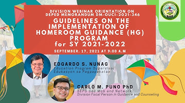 GUIDELINES ON THE IMPLEMENTATION OF  HOMEROOM GUIDANCE (HG) PROGRAM  for SY 2021-2022