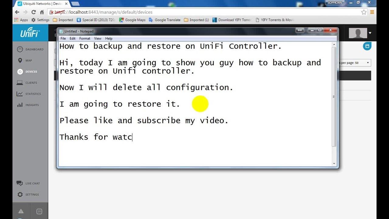 How to backup and restore on UniFi Controller YouTube