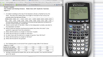 Algebra 2 - quadratic regression on ti 84+