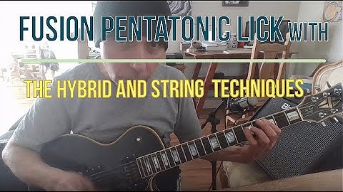 Blues Guitar Solo Jam Pentatonic Fusion Lick with The Hybrid & String Skipping Techniques JM Belkadi