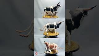 Cow Family Sculpture In Polymer Clay