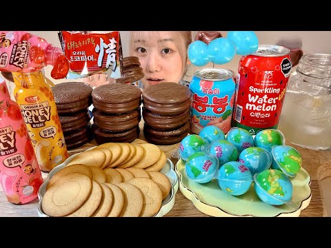 ASMR 韓国のお菓子 ハニーゼリー 地球グミ Korean Sweets【日本語字幕】【咀嚼音/ Mukbang/ Eating Sounds】