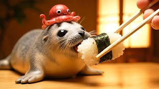 【NG集 - ASMR】かわいいアザラシは何でも食べる - Cute Seal Eats Anything