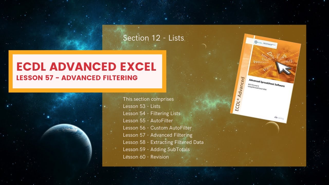 ECDL Advanced Excel Lesson 57 Advanced Filtering