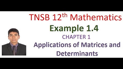 TNSB 12th Maths | Example 1.4 | Chapter I  Applications of Matrices and Determinants