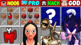 Minecraft NOOB vs PRO vs HACKER vs GOD REAL MOMO SIREN HEAD AMONG US CRAFTING CHALLENGE (Animation)