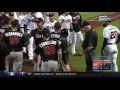 tempers flare benches clear between marlins and braves