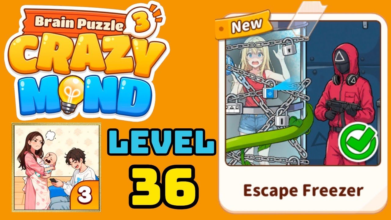 Brain puzzle 3 crazy mind level 36 solution walkthrough ( escape