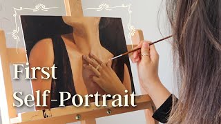 Painting Myself For The First Time Oil Portrait Painting, Self-Taught, Beauty Art Vlog