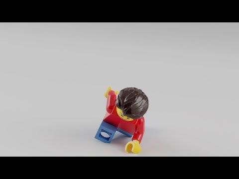 Lego minifigure falling blender test