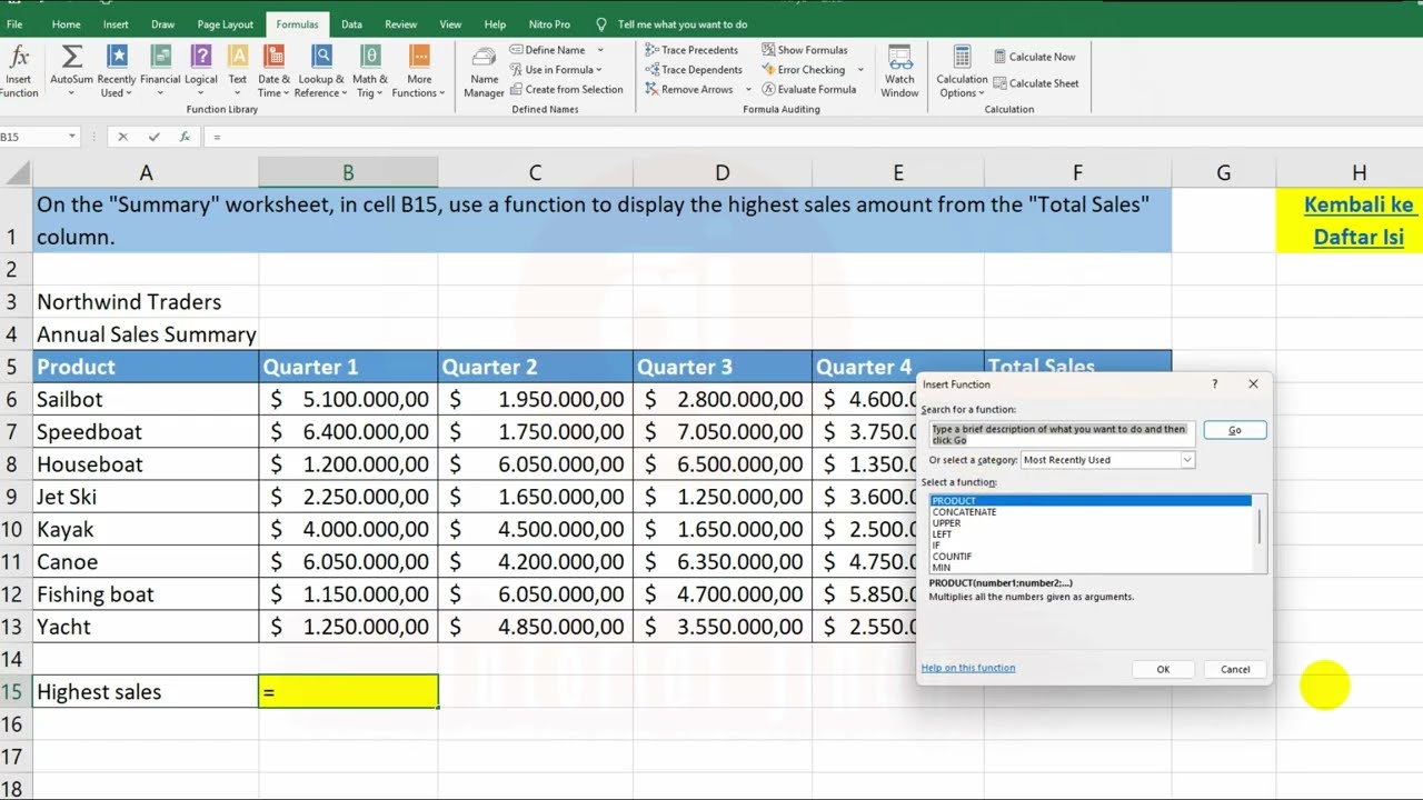 Objective 4 Perform Operations by using Formulas and Function Menggunakan Rumus dan Fungsi