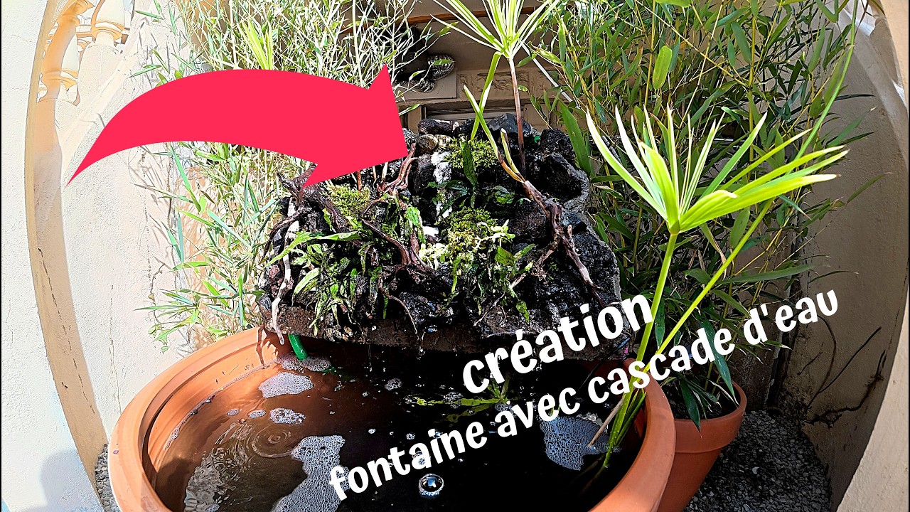 Создание фонтана с водопадом для сада.