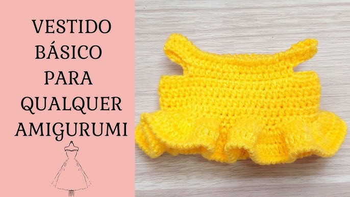 ♢ Vestido base em crochê - Para boneca 