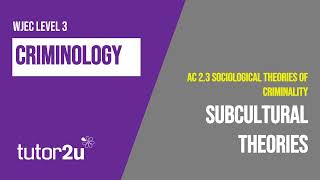 Famous Subcultural Theories | WJEC Criminology | Unit 2 | AC 2.3 Revision Wealth