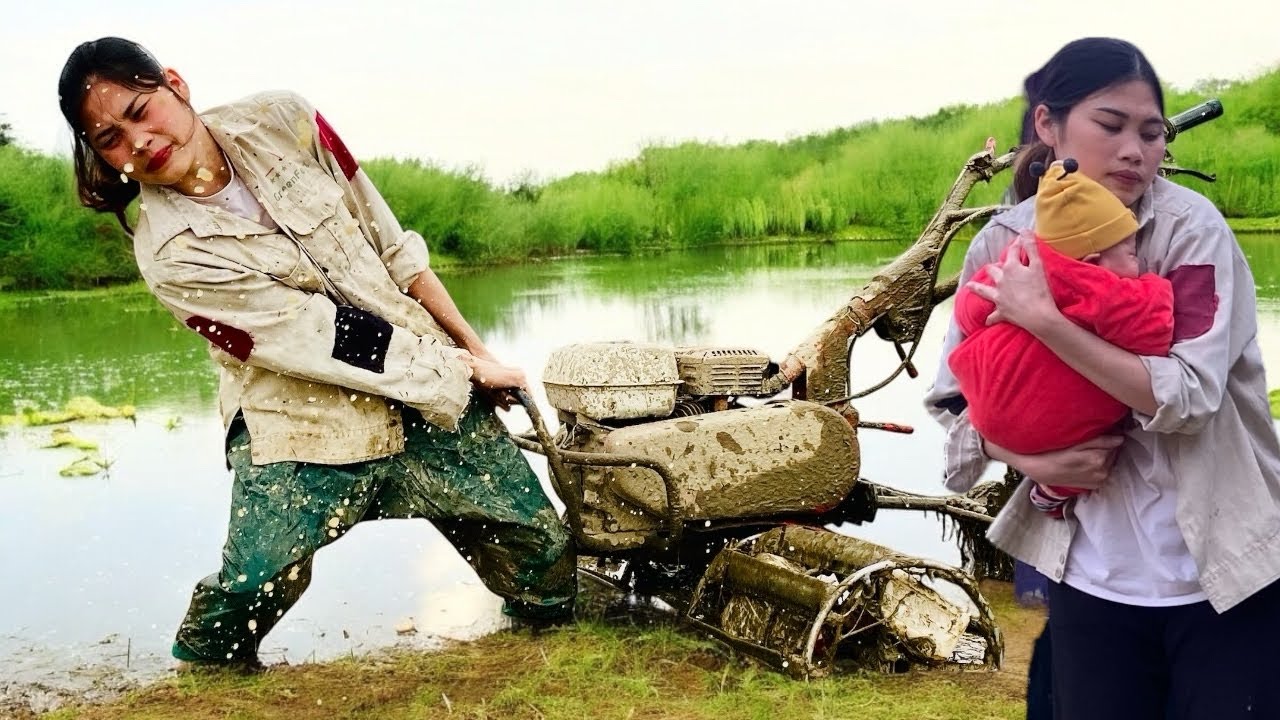 Single Mother Borrowed a Rractor And Got Stuck In The Field 