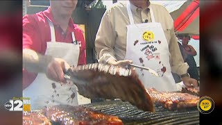 Kevin Goff grilling meat at Labadie Rib Fest