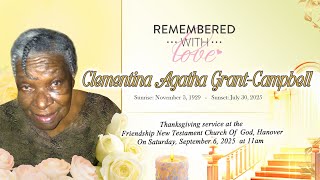 Thanksgiving service for Clementina Agatha Grant-Campbell