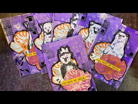 Making six cards with painted papers inspired by @StampingtonCo Art Journaling magazine 