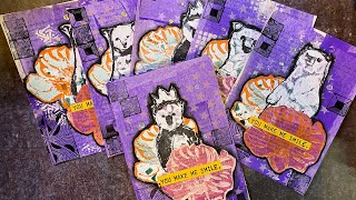 Making six cards with painted papers inspired by @StampingtonCo Art Journaling magazine