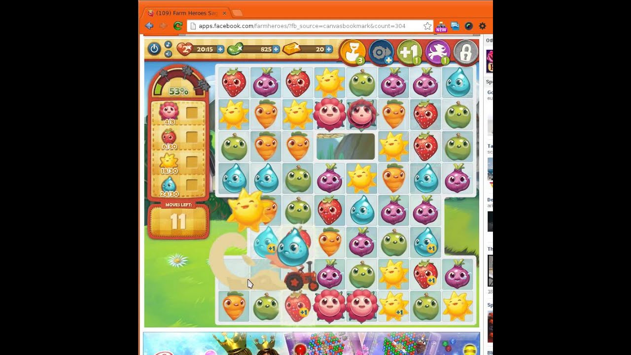 Farm Heroes Saga Level 55 with free boosters