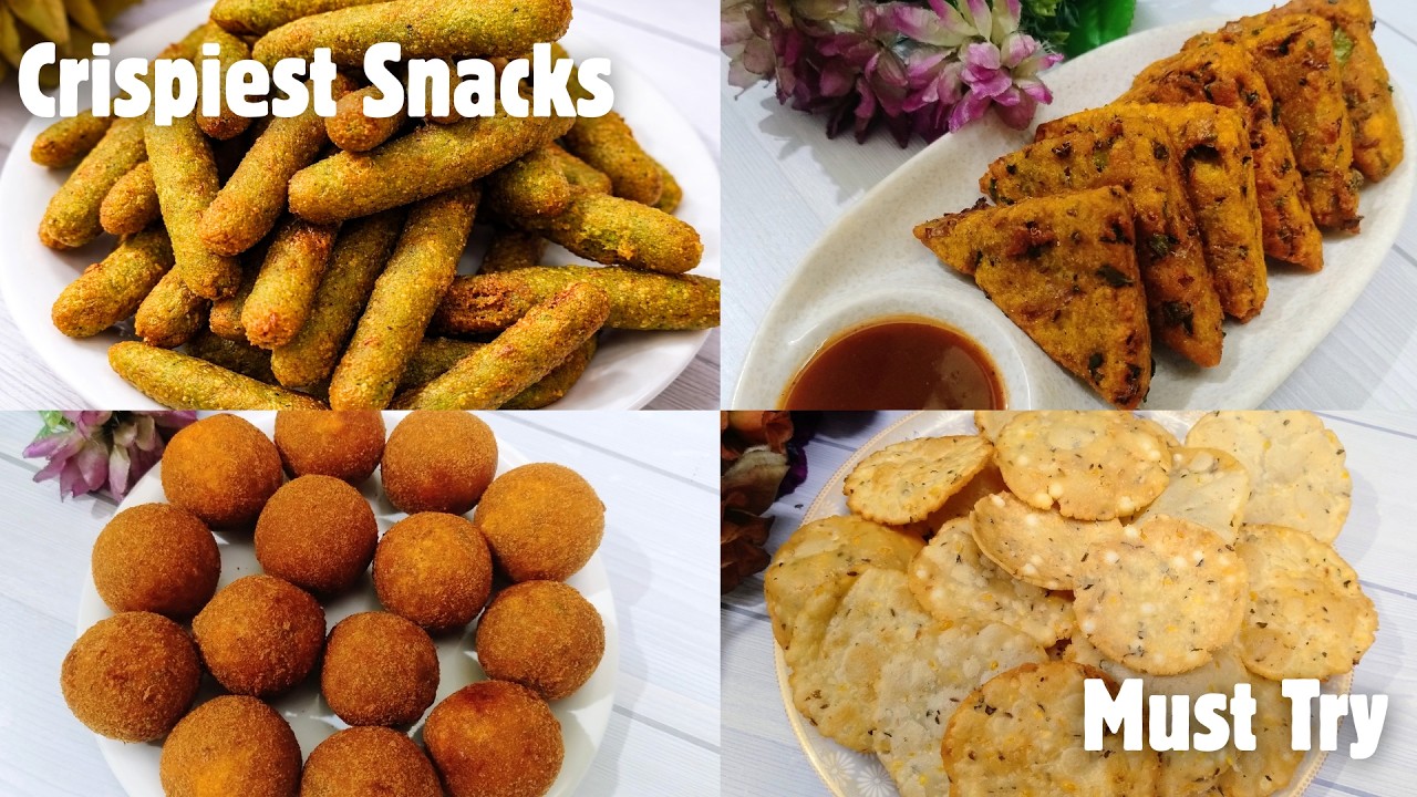 4 Type Snacks in 10 Minutes | Party Special Easy Combo | Crispy & Tasty ...