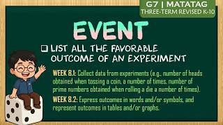Events of an Experiment | Grade 7 - Quarter 3 | THREE-TERM MATATAG [TAGALOG MATH]