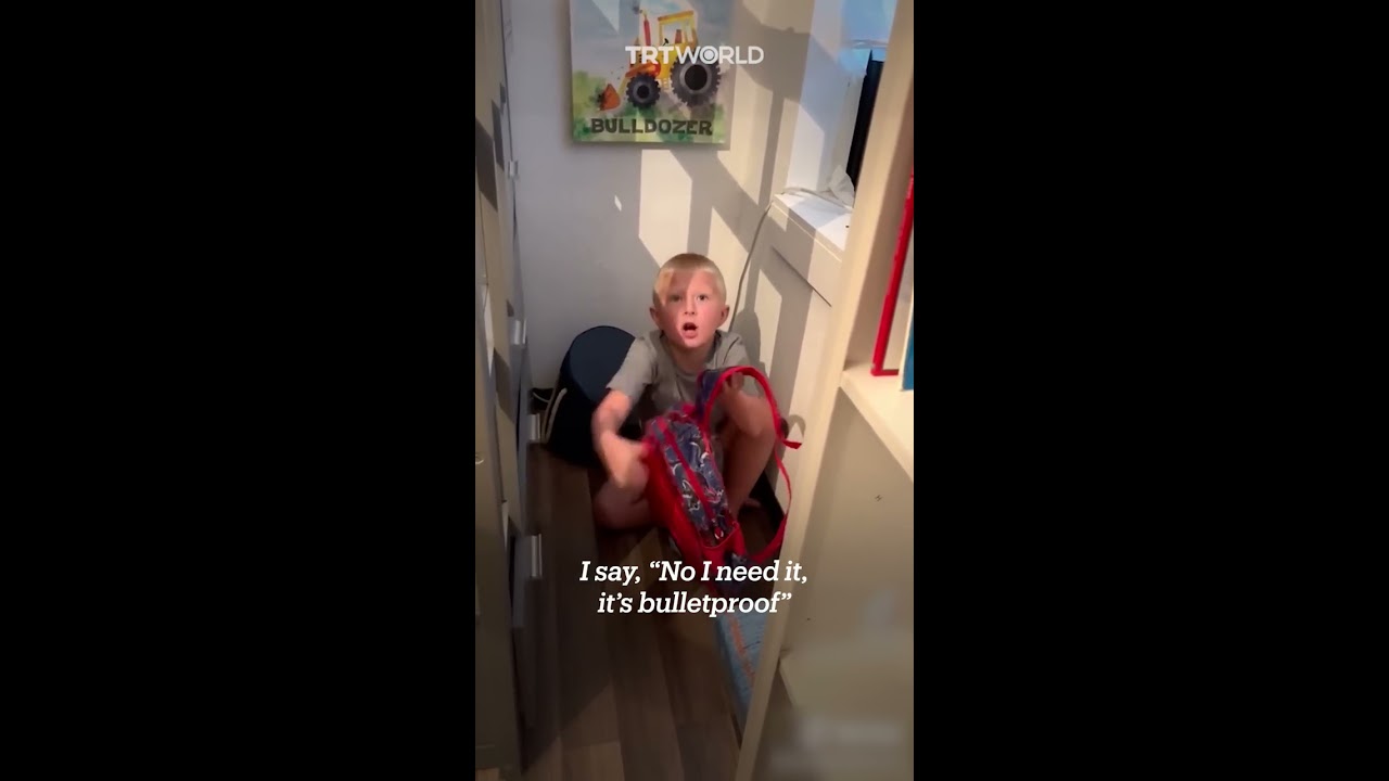 US mother shows son what to do during a school shooting