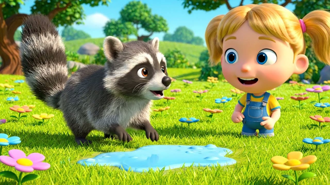 Kid Crew Racoon Oops! Baby Raccoon Spilled the Water Cup | Kids Nursery Rhyme | Toddler ...