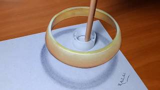 How to draw a Floating 3D Gold Ring on paper | Amazing 3D drawing art