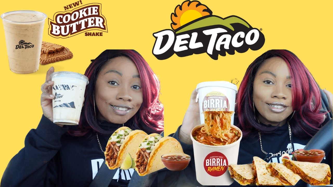 DEL TACO NEW BIRRIA RAMEN, BIRRIA TACOS, BIRRIA QUESADILLA, AND COOKIE