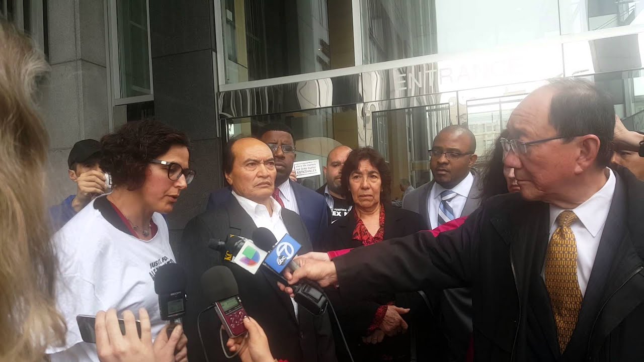 newspaper mockup Alex Nieto's Family & Lawyer Adante Pointer speak after Closing Argument