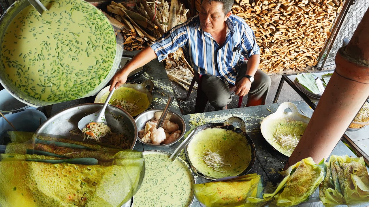 Độc lạ bánh xèo thịt gà tráng chảo bằng mỡ heo duy nhất ở Châu Thành